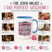 Herzbotschaft Tasse Geschenk Beste Schwester Kaffeetasse Geschwister