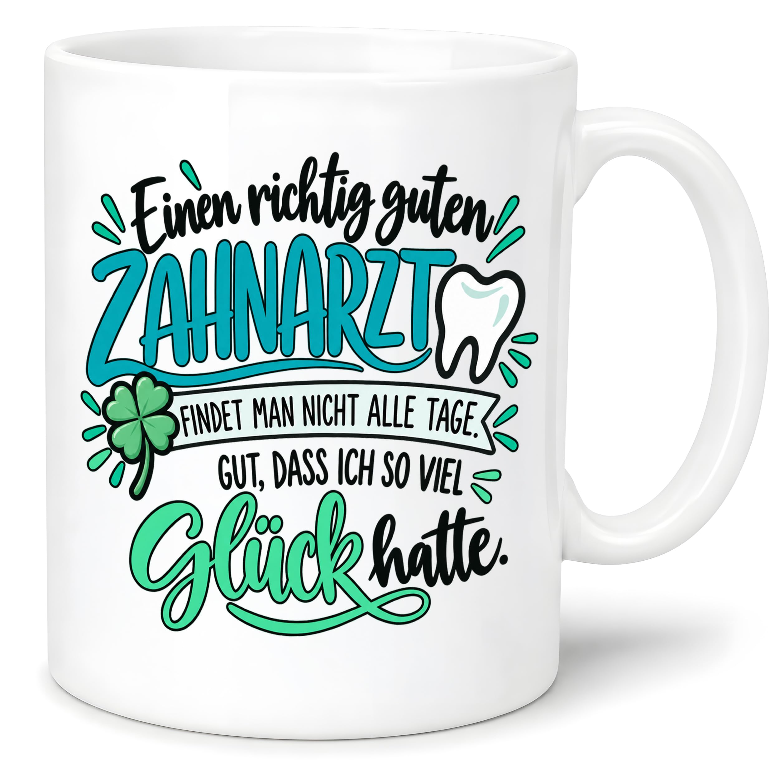 Herzbotschaft Zahnarzt Tasse - Danke Geschenk Kaffeetasse Zahnarztpraxis