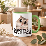 Herzbotschaft Kaffeetasse für Hamster Fans mit lustigem Spruch Kaffi Tassi