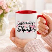 Herzbotschaft Tasse für beste Freundin Kaffeetasse Unbiologische Schwester