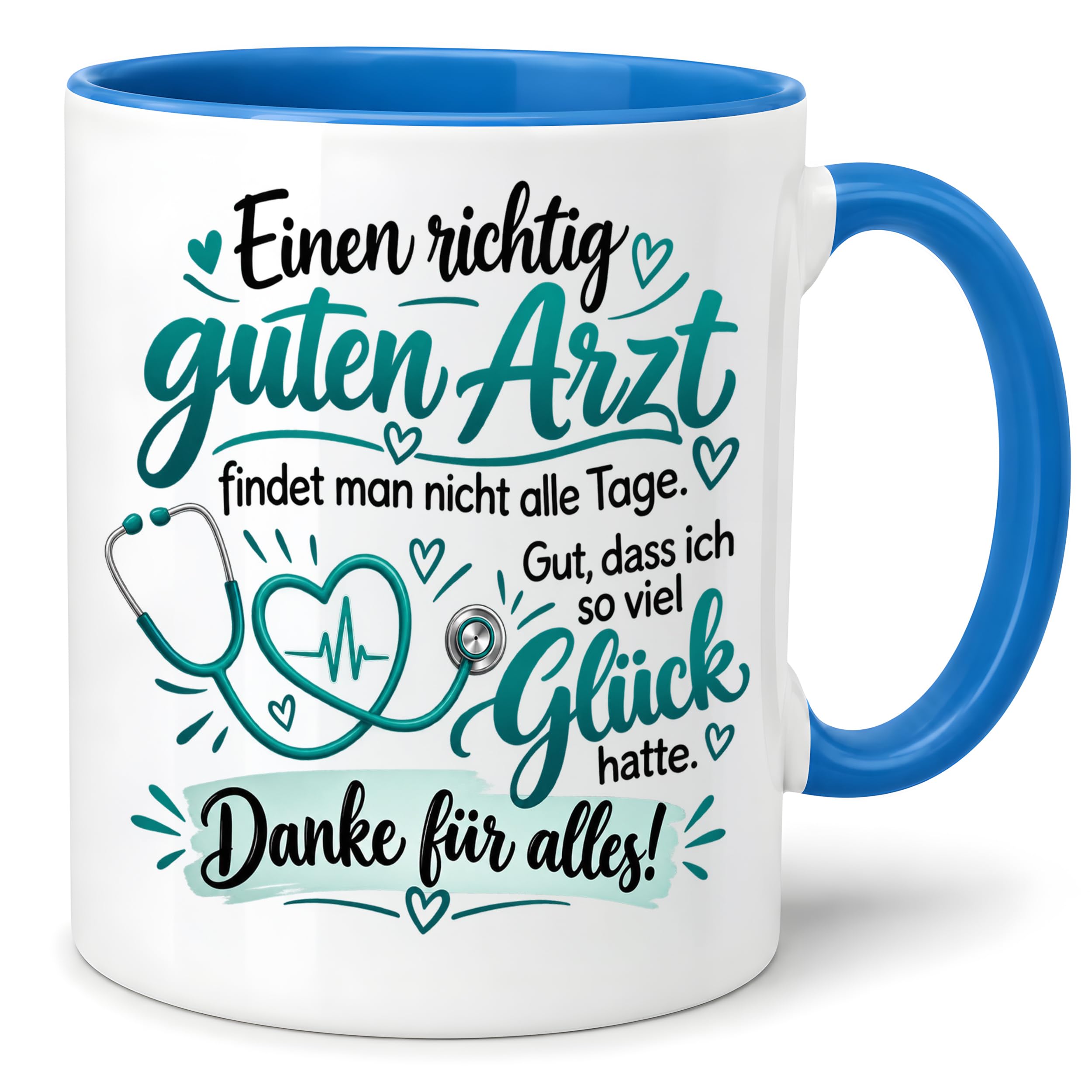 Herzbotschaft Tasse Danke Arzt Geschenk Kaffeetasse für Mediziner Praxis