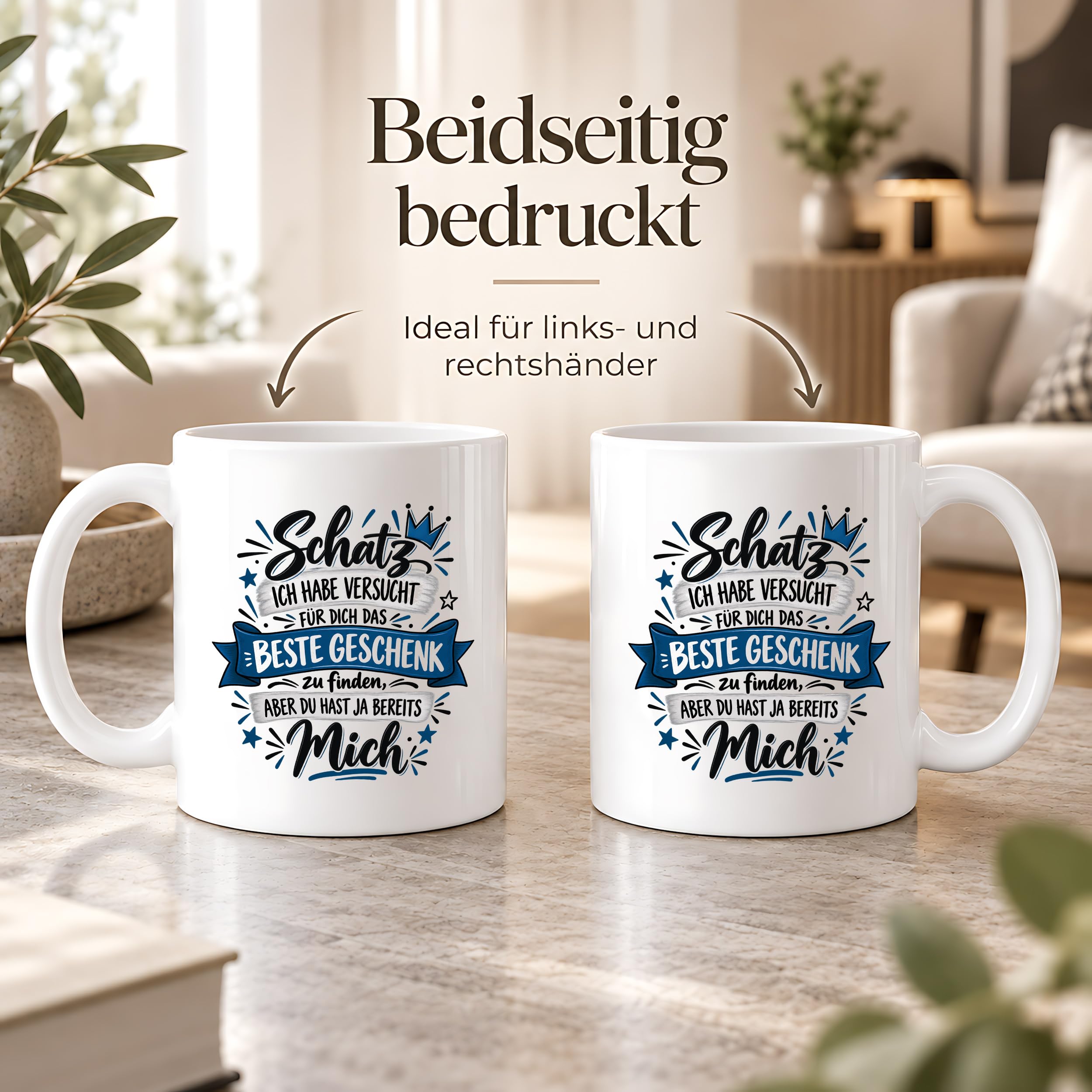 Herzbotschaft Tasse Geschenk Schatz Kaffeetasse für Freund Ehemann Teetasse