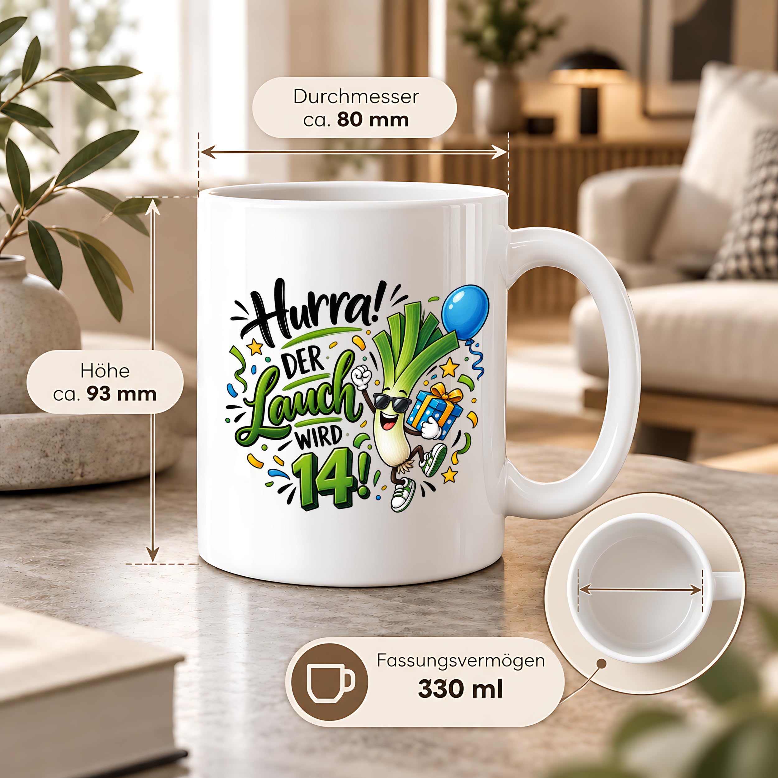 Herzbotschaft 14. Geburtstag Tasse Geburtstagsgeschenk Tasse für Teenager