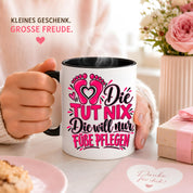 Herzbotschaft Tasse Fußpflege Kaffeetasse für Podologin mit lustigem Spruch