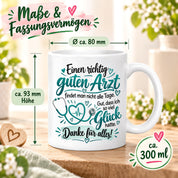 Herzbotschaft Tasse Danke Arzt Geschenk Kaffeetasse für Mediziner Praxis