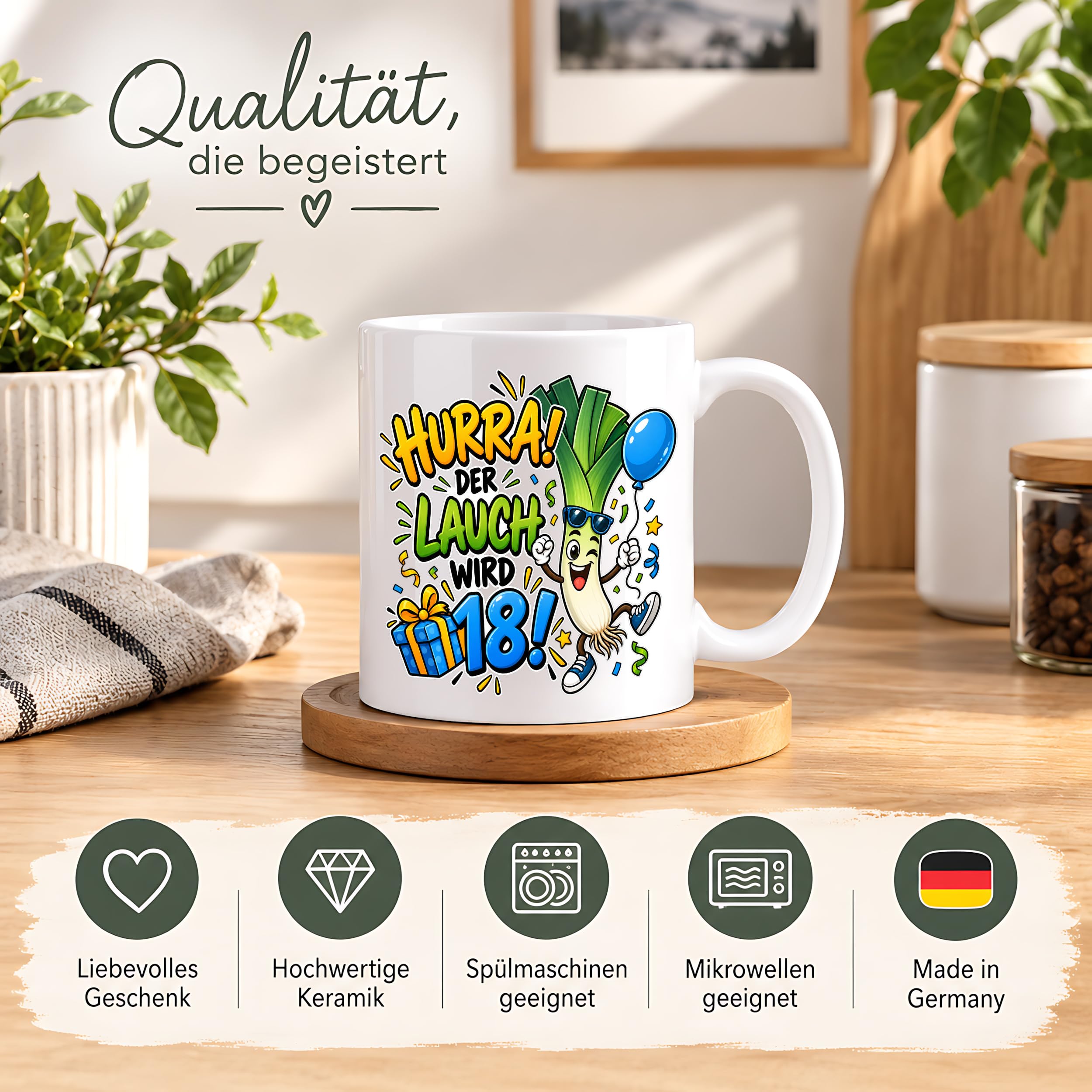 Herzbotschaft 18. Geburtstag Tasse Geburtstagsgeschenk für jungen Mann