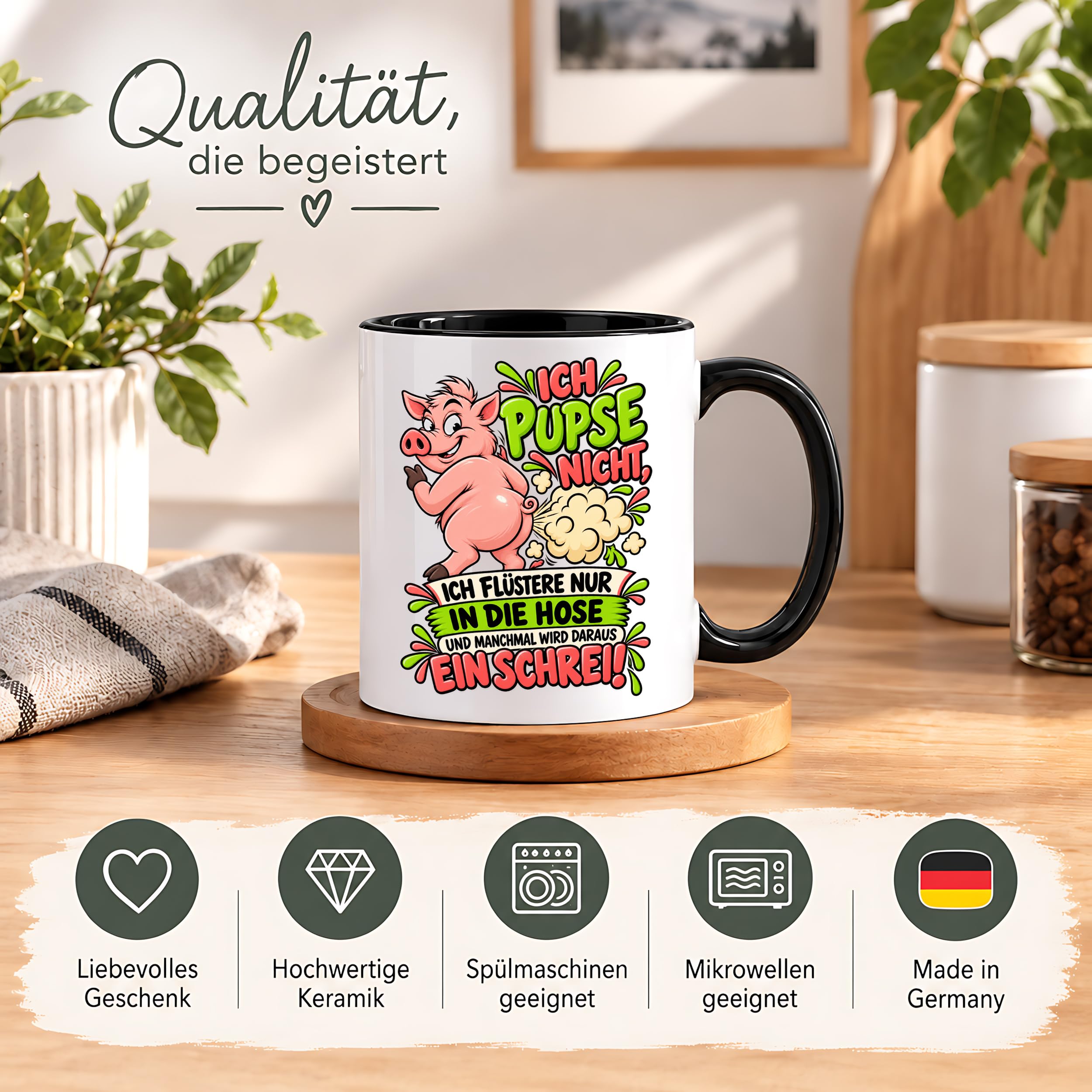 Herzbotschaft Tasse Ich pupse nicht Lustige Spruch Kaffeetasse Geschenk