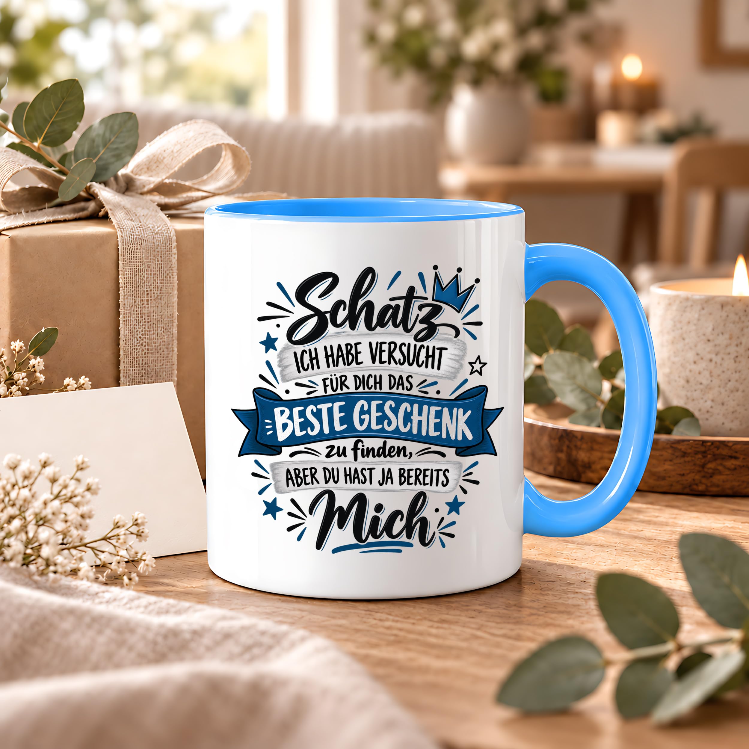 Herzbotschaft Tasse Geschenk Schatz Kaffeetasse für Freund Ehemann Teetasse