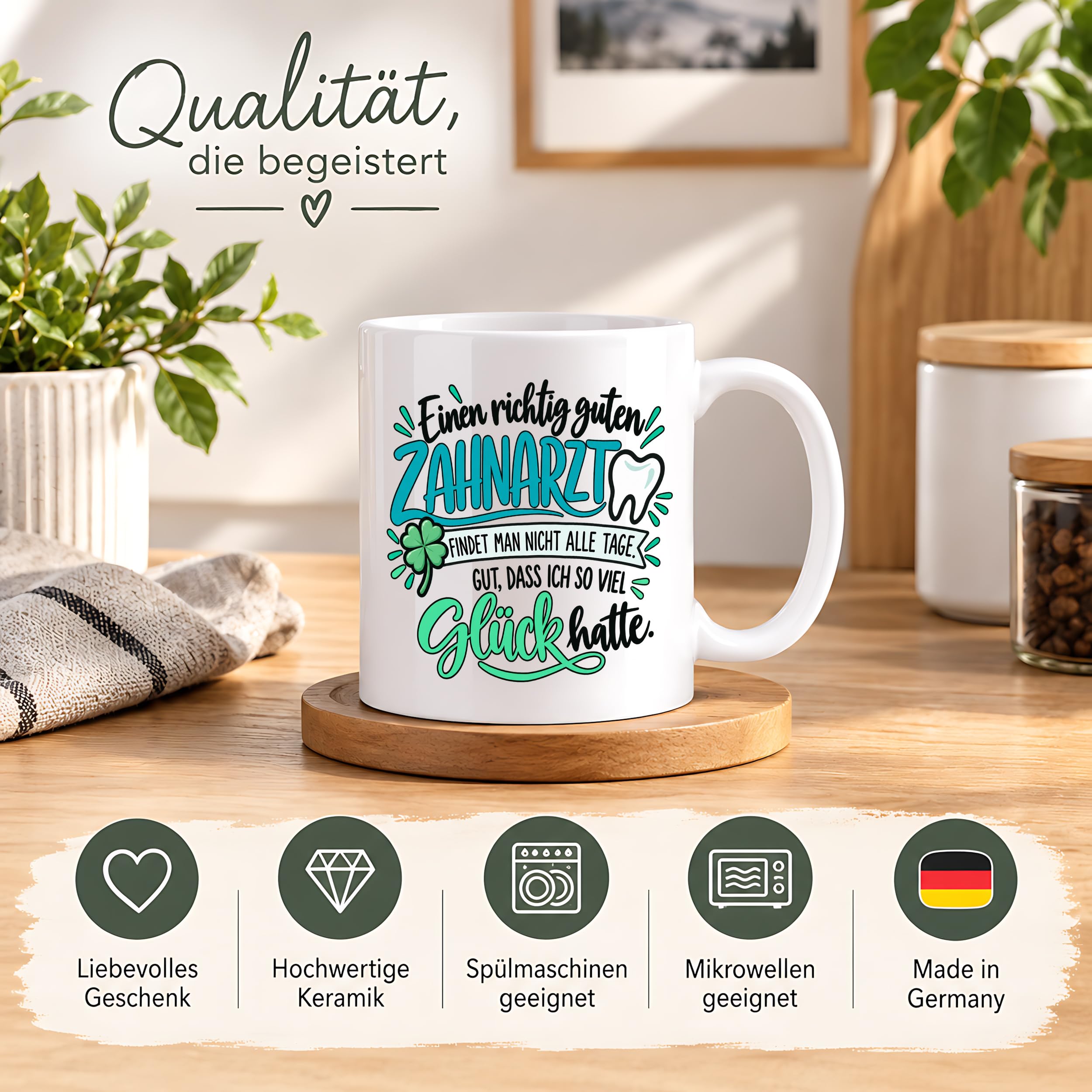 Herzbotschaft Zahnarzt Tasse - Danke Geschenk Kaffeetasse Zahnarztpraxis
