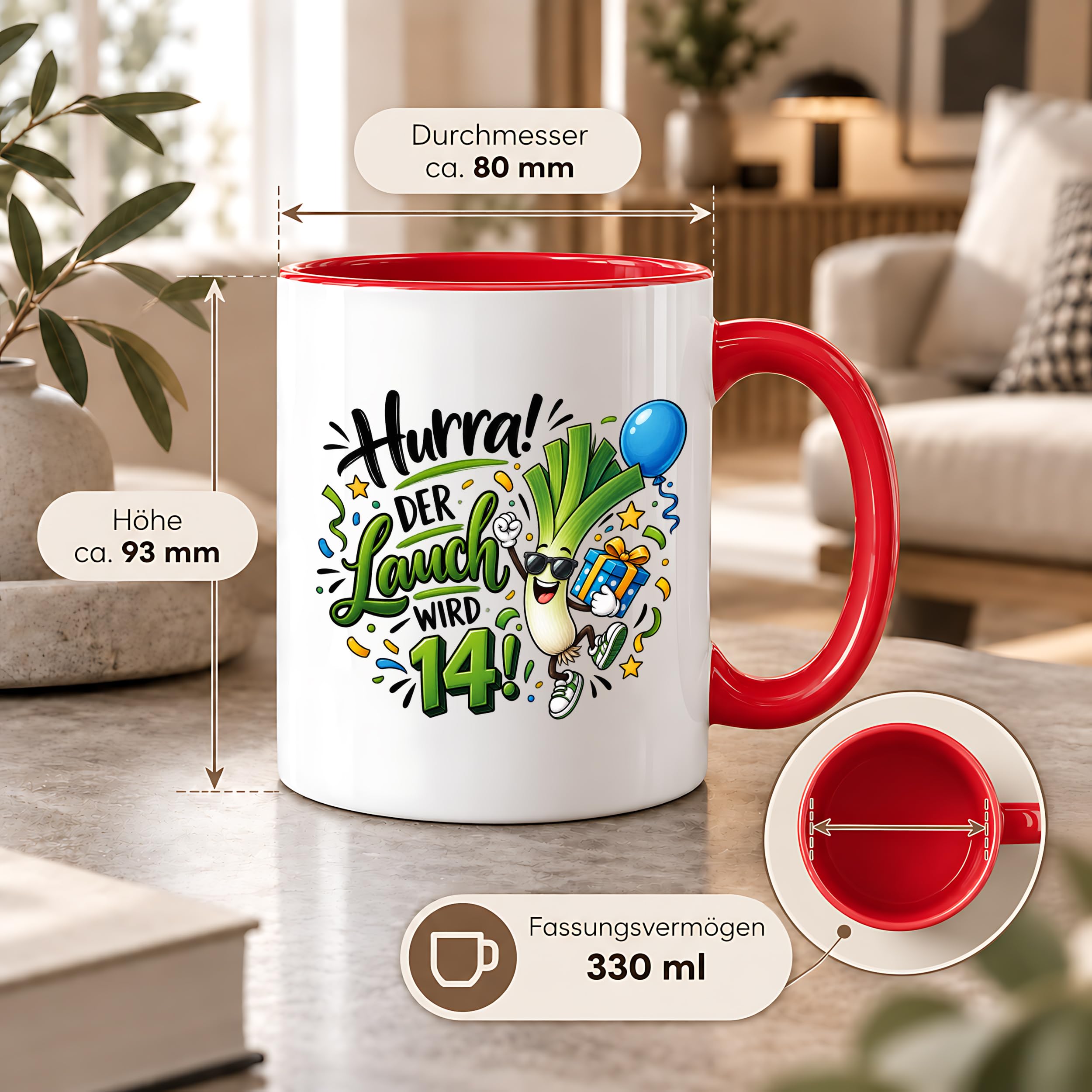 Herzbotschaft 14. Geburtstag Tasse Geburtstagsgeschenk Tasse für Teenager