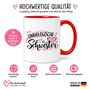 Herzbotschaft Tasse für beste Freundin Kaffeetasse Unbiologische Schwester