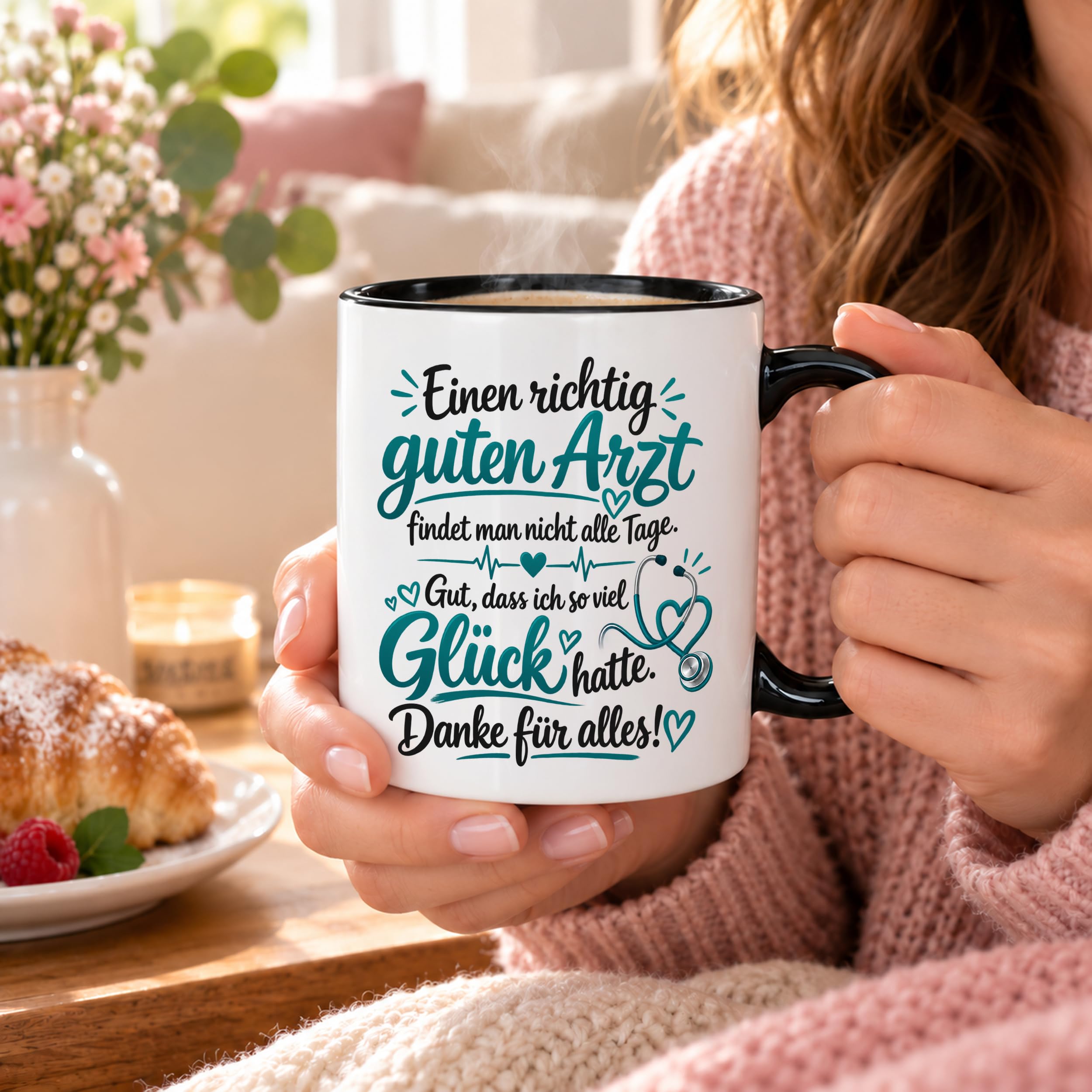 Herzbotschaft Tasse Kaffeetasse für Ärzte - Danke Geschenk für guten Arzt