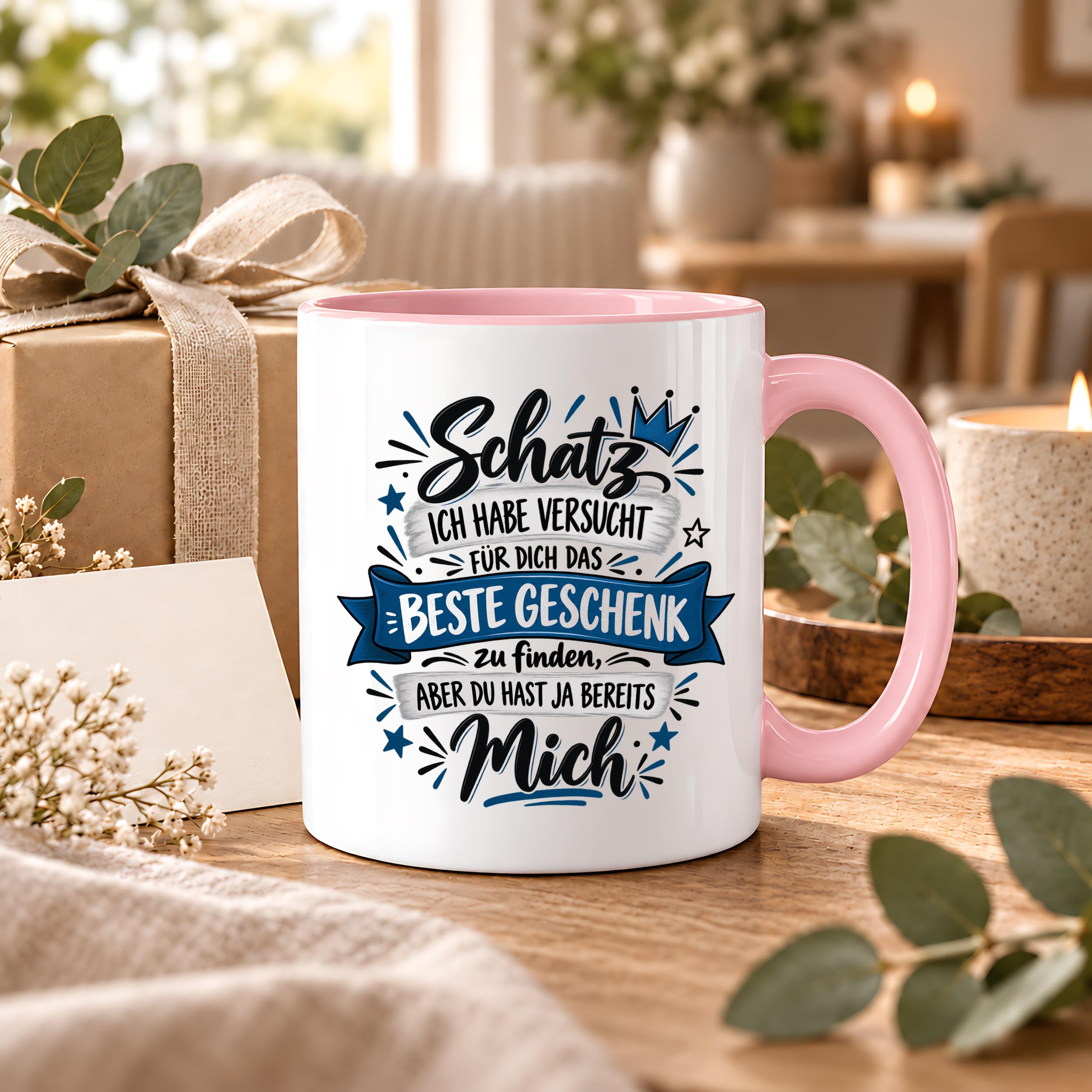 Herzbotschaft Tasse Geschenk Schatz Kaffeetasse für Freund Ehemann Teetasse