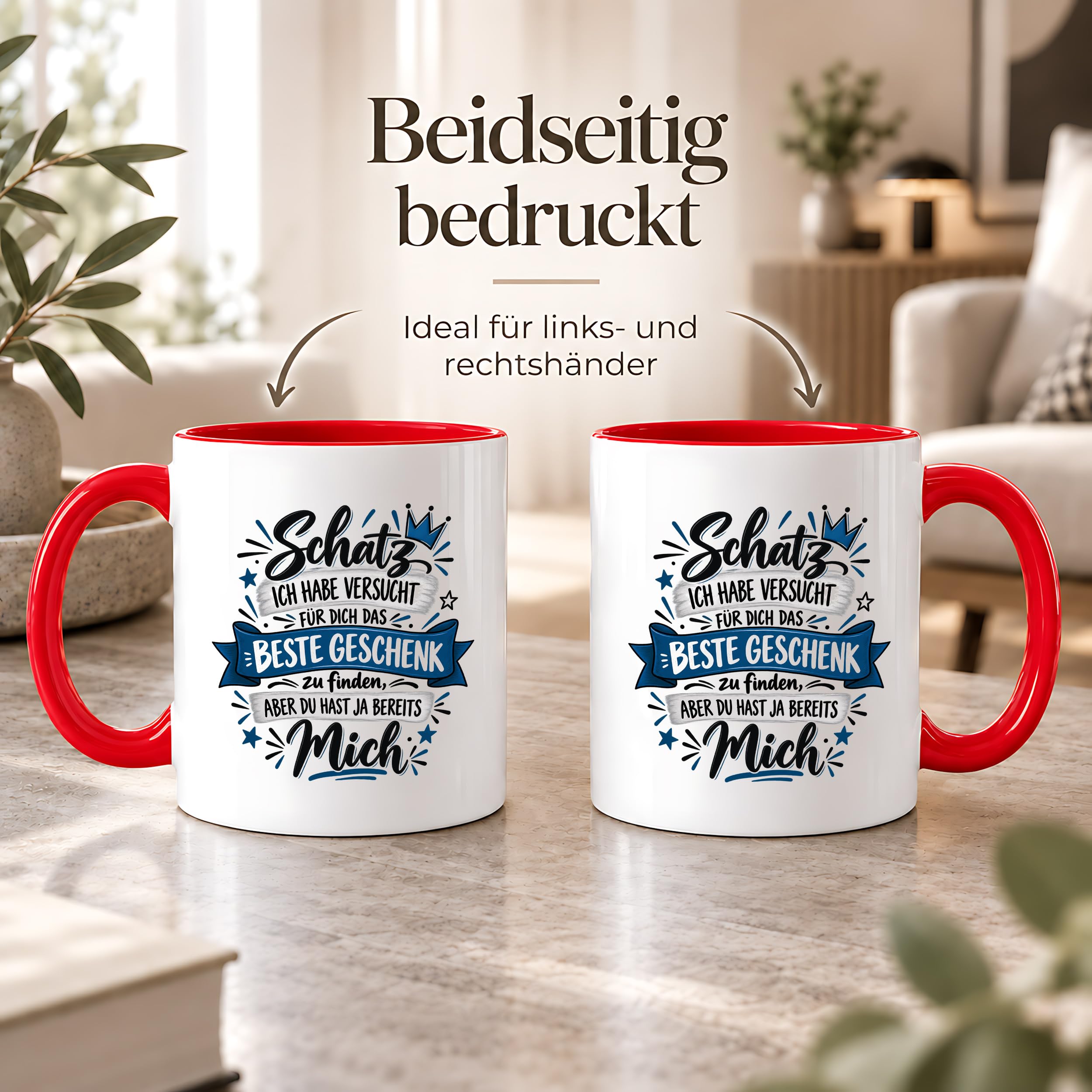 Herzbotschaft Tasse Geschenk Schatz Kaffeetasse für Freund Ehemann Teetasse