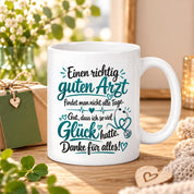 Herzbotschaft Tasse Kaffeetasse für Ärzte - Danke Geschenk für guten Arzt