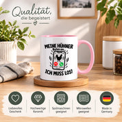 Herzbotschaft Kaffeetasse Meine Hühner rufen an ich muss los Tasse Geschenk