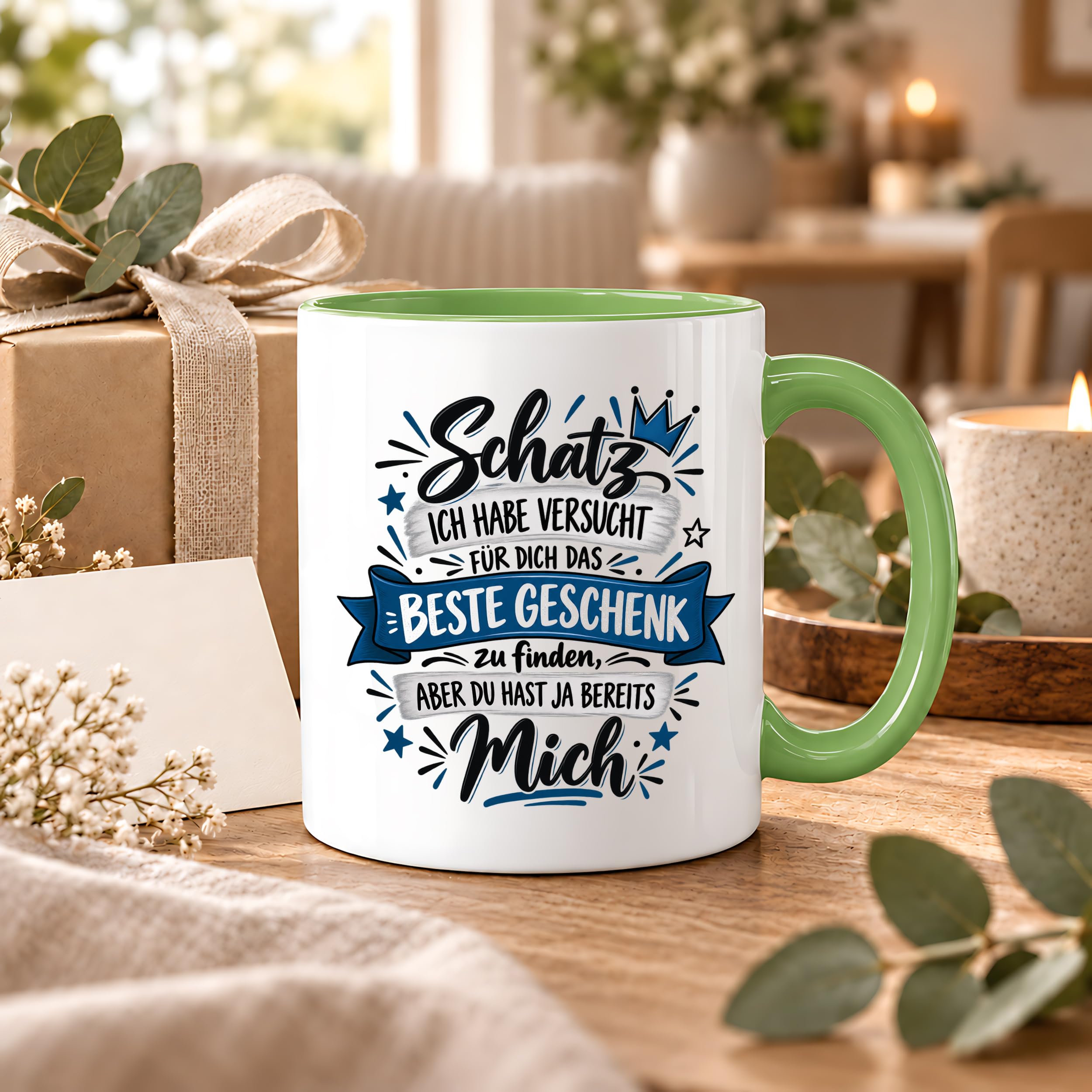 Herzbotschaft Tasse Geschenk Schatz Kaffeetasse für Freund Ehemann Teetasse