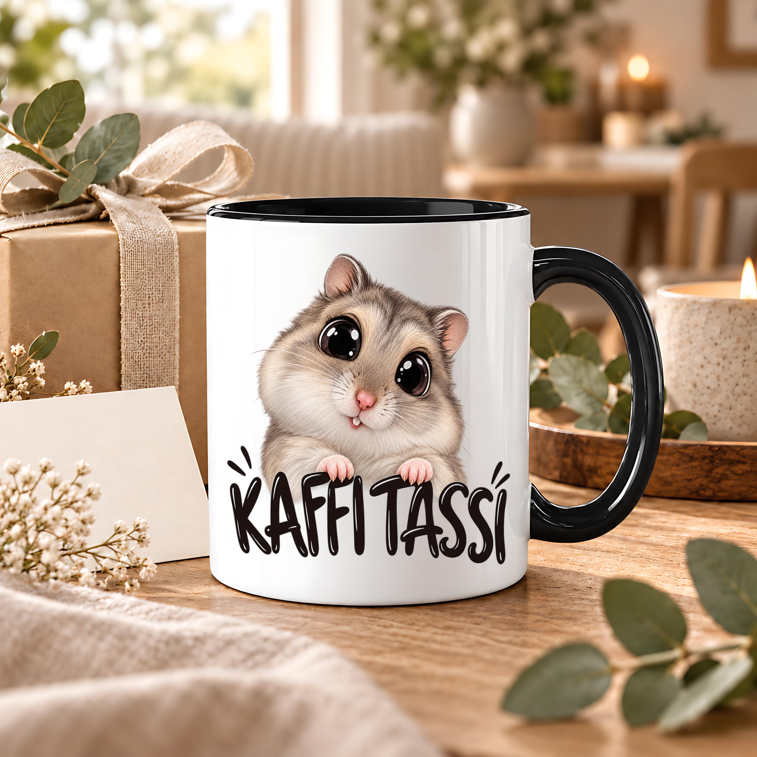 Herzbotschaft Kaffeetasse für Hamster Fans mit lustigem Spruch Kaffi Tassi