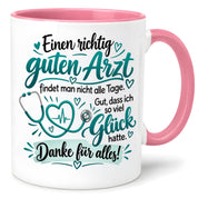 Herzbotschaft Tasse Danke Arzt Geschenk Kaffeetasse für Mediziner Praxis