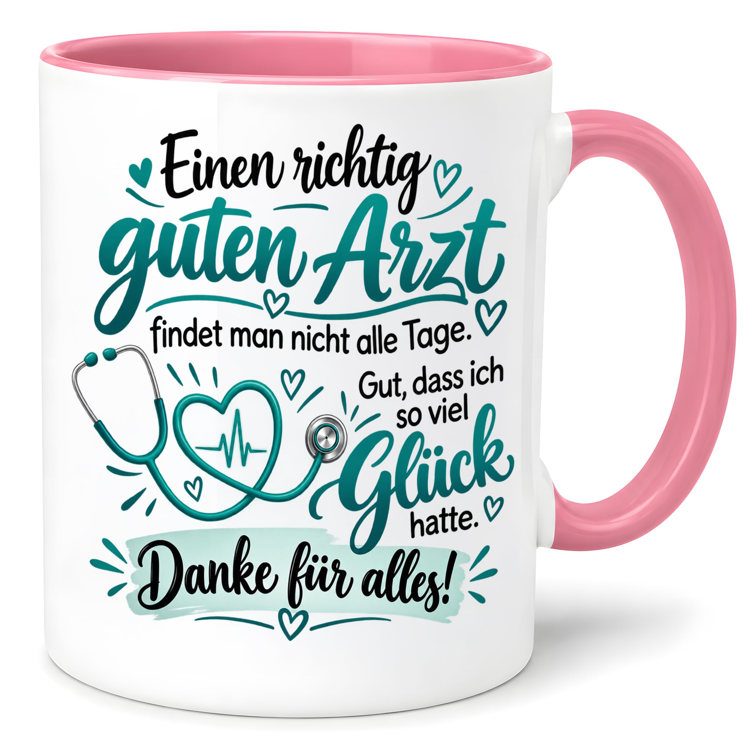Herzbotschaft Tasse Danke Arzt Geschenk Kaffeetasse für Mediziner Praxis