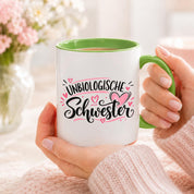 Herzbotschaft Tasse für beste Freundin Kaffeetasse Unbiologische Schwester