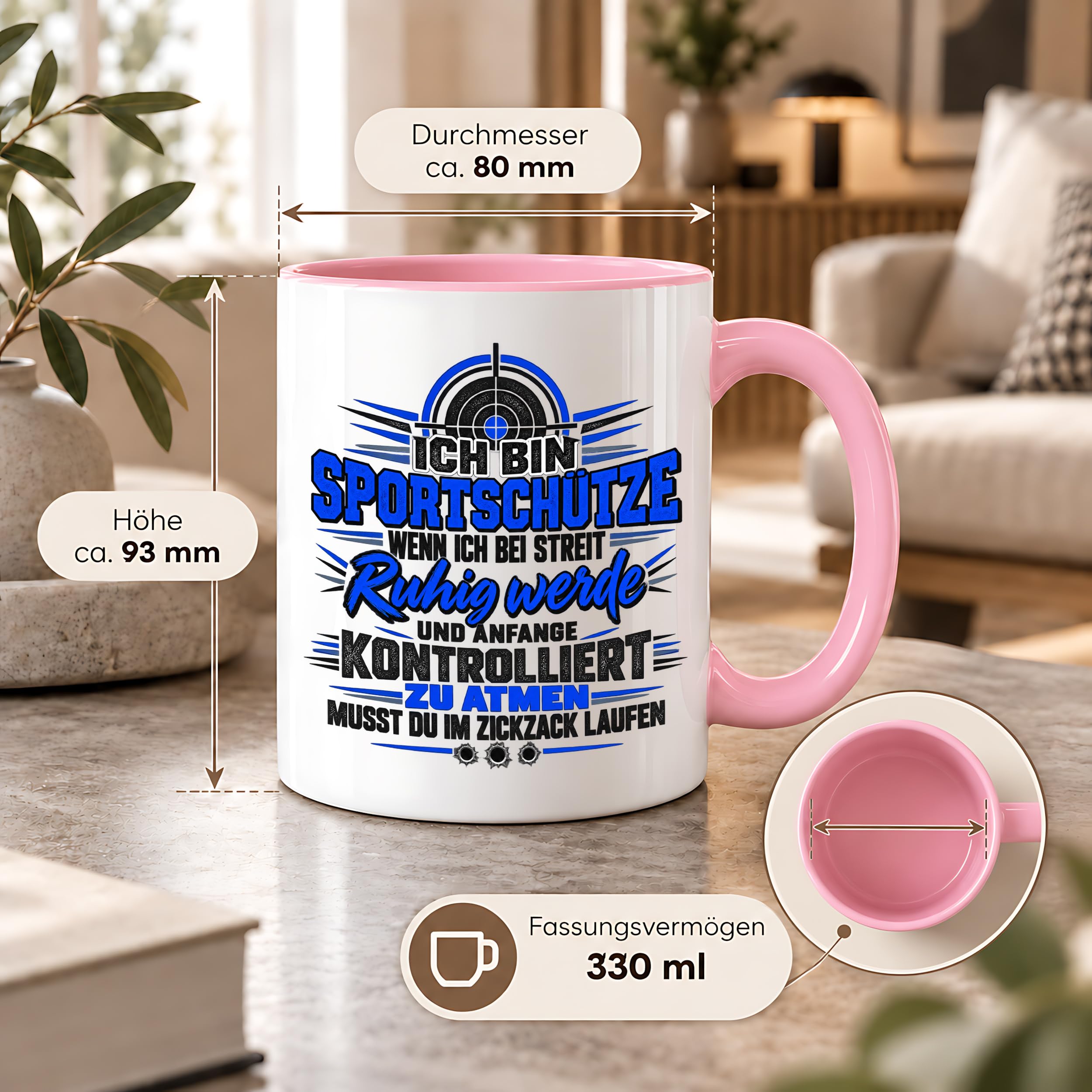 Herzbotschaft Sportschütze Tasse Geschenk für Schützenverein Kaffeetasse