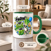 Herzbotschaft Tasse 15. Geburtstag Teetasse Geburtstagsgeschenk für Jungen