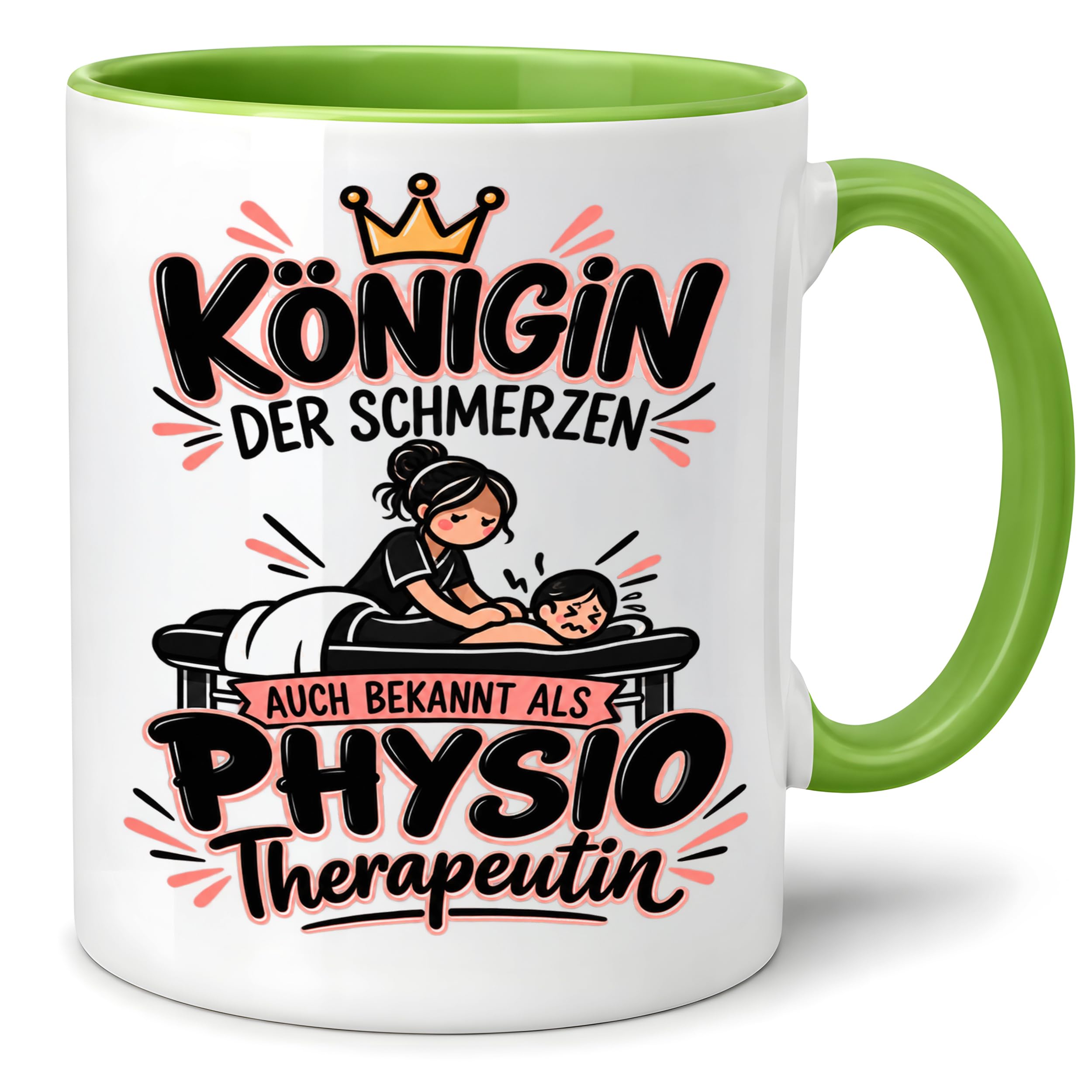 Herzbotschaft Tasse Physiotherapeutin Königin der Schmerzen Kaffeetasse