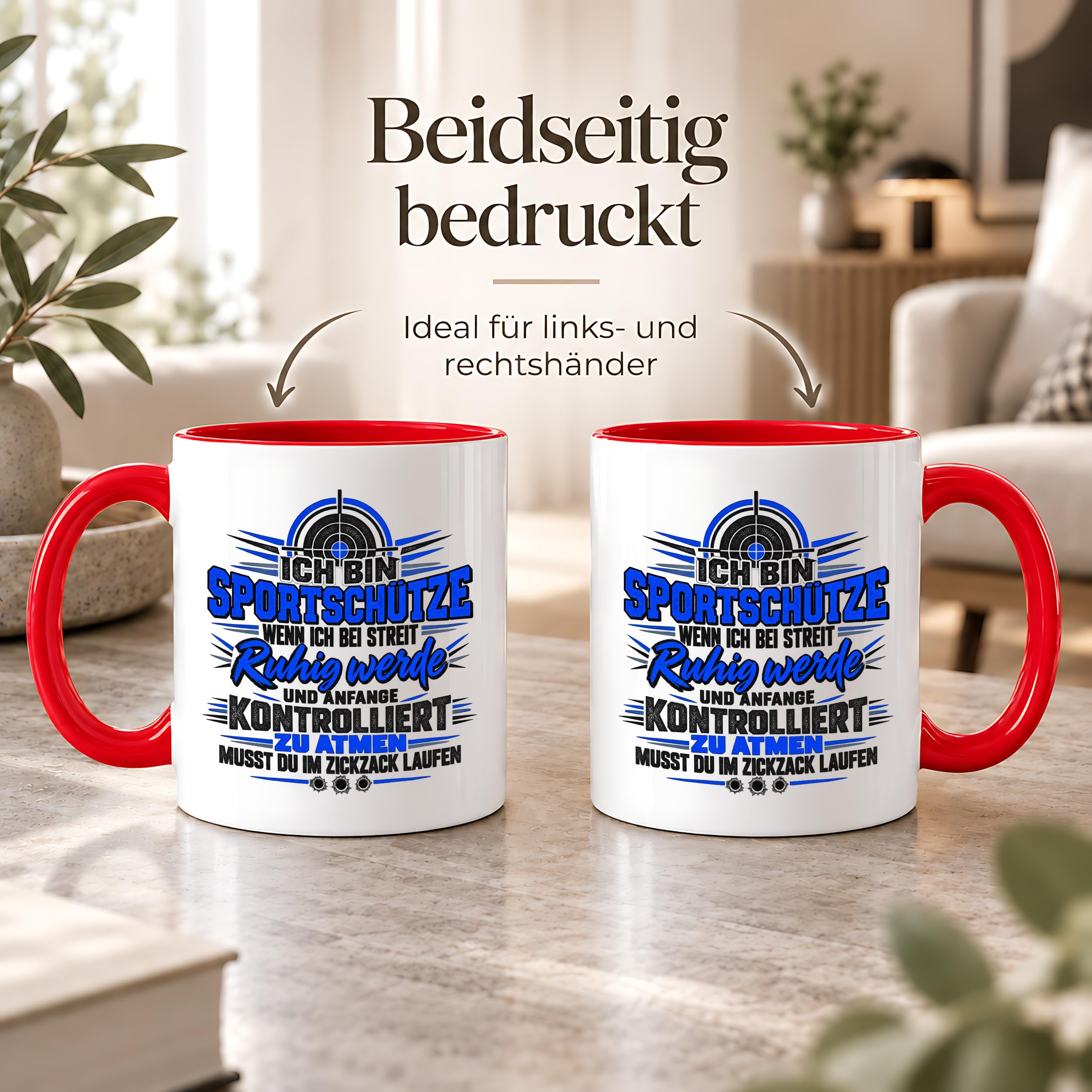 Herzbotschaft Sportschütze Tasse Geschenk für Schützenverein Kaffeetasse