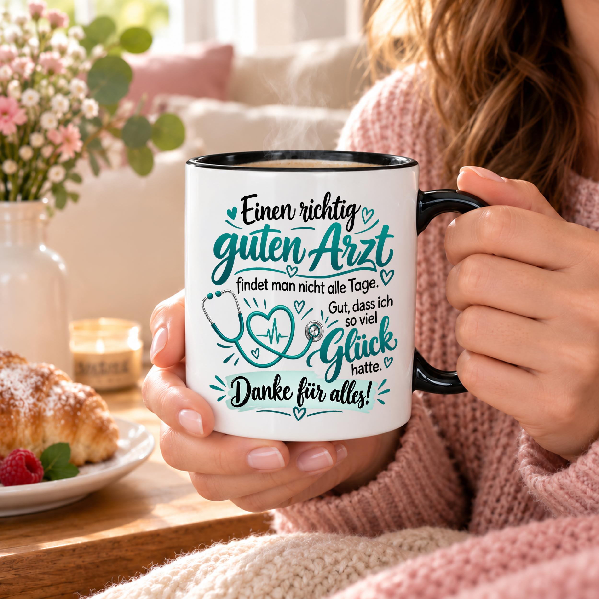 Herzbotschaft Tasse Danke Arzt Geschenk Kaffeetasse für Mediziner Praxis