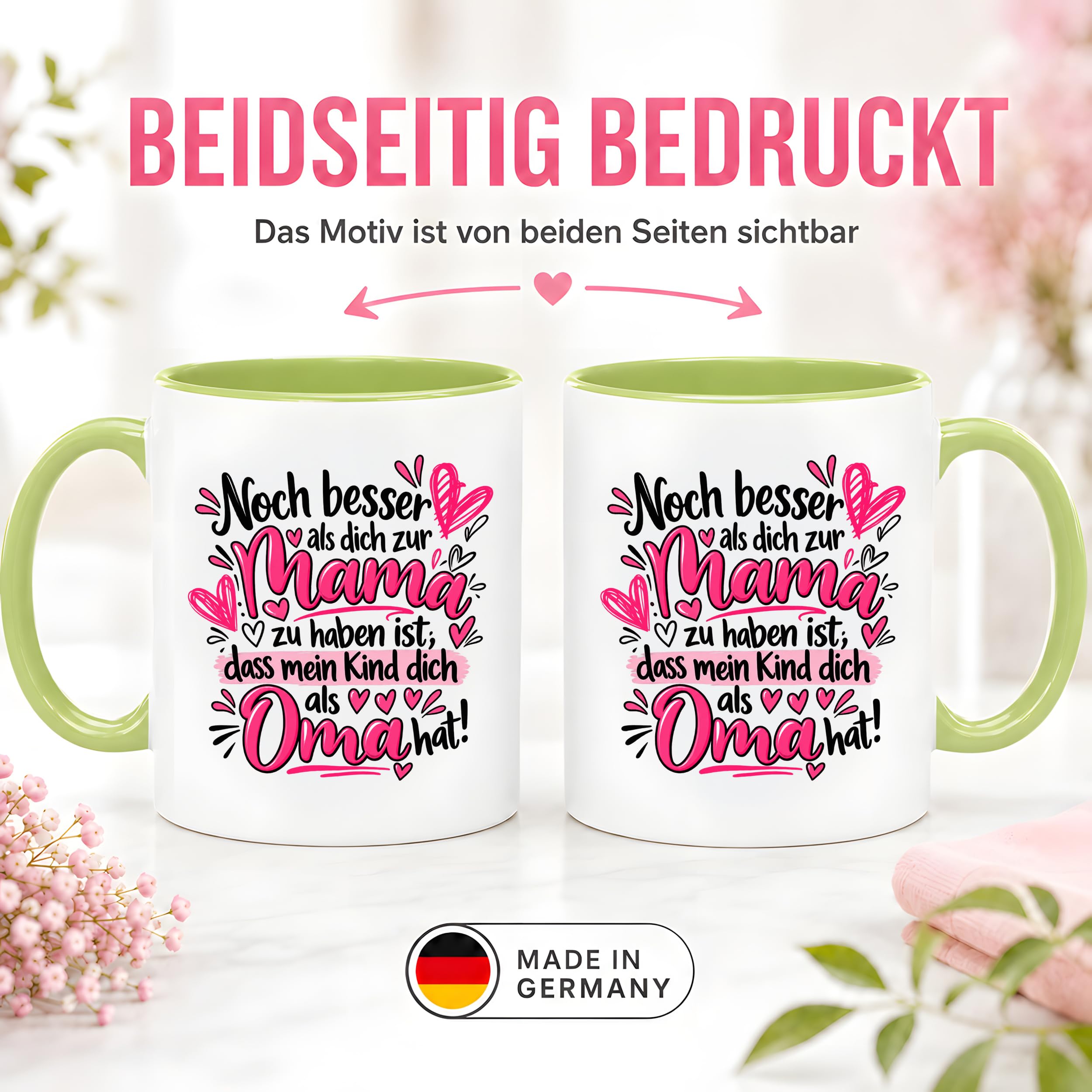 Herzbotschaft Tasse Geschenk Beste Oma der Welt Kaffeetasse