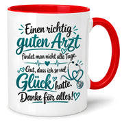 Herzbotschaft Tasse Kaffeetasse für Ärzte - Danke Geschenk für guten Arzt