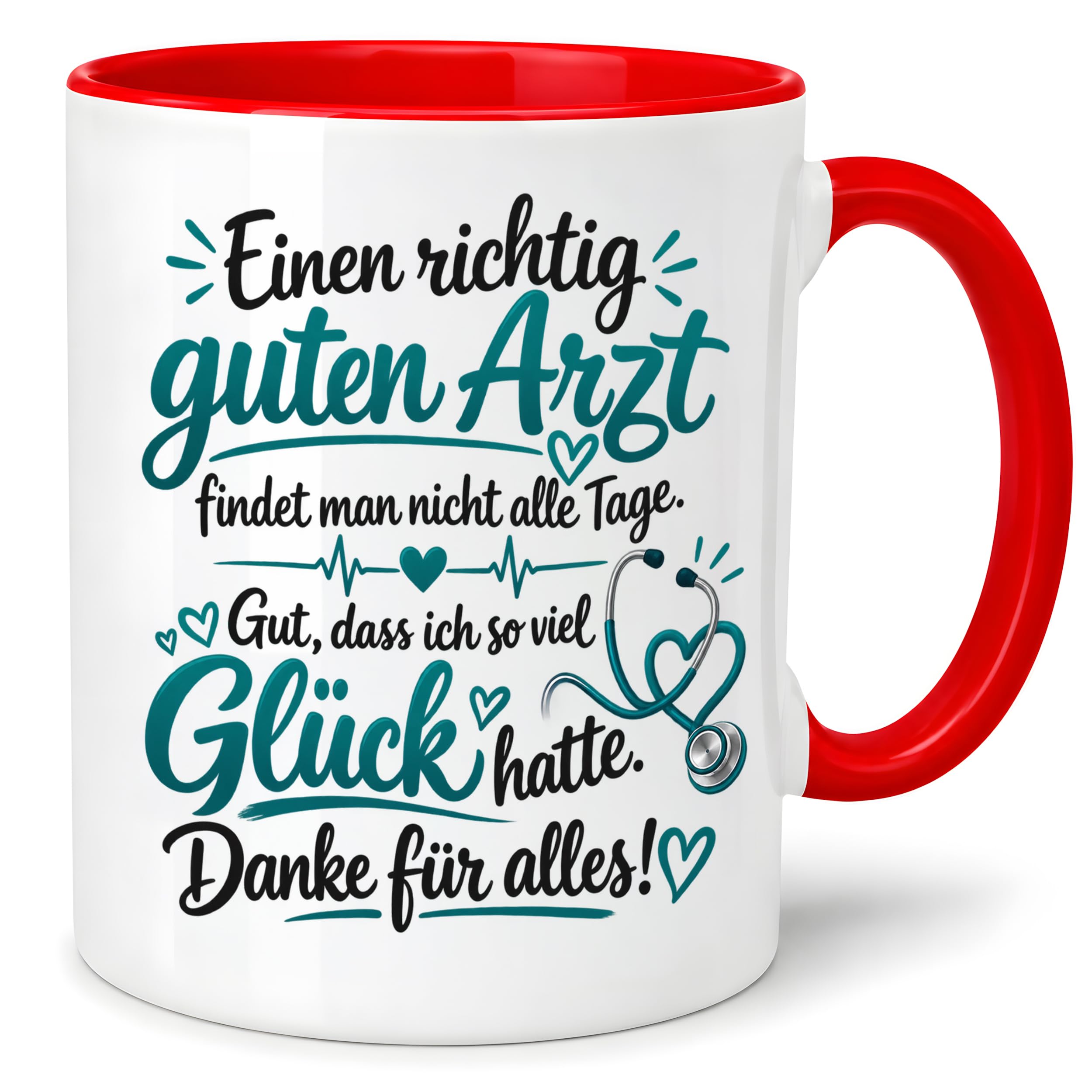 Herzbotschaft Tasse Kaffeetasse für Ärzte - Danke Geschenk für guten Arzt