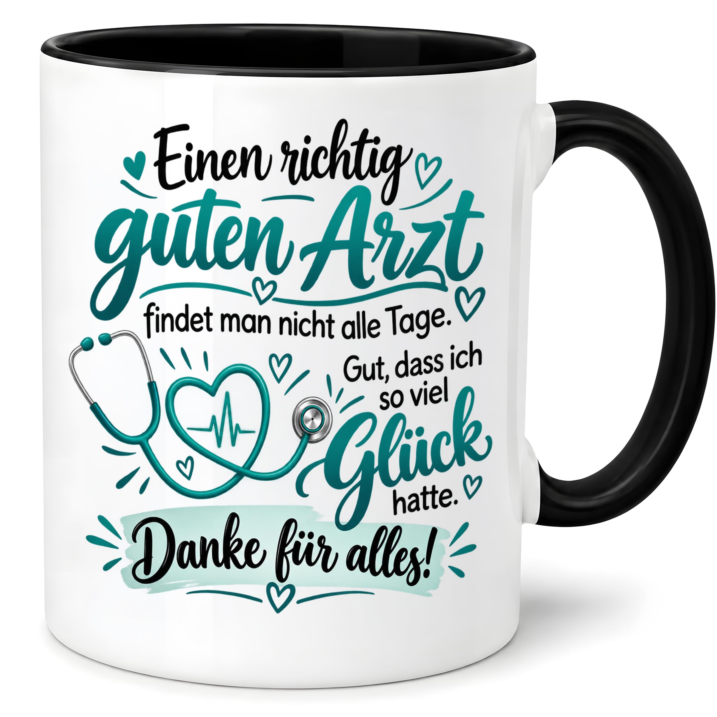 Herzbotschaft Tasse Danke Arzt Geschenk Kaffeetasse für Mediziner Praxis