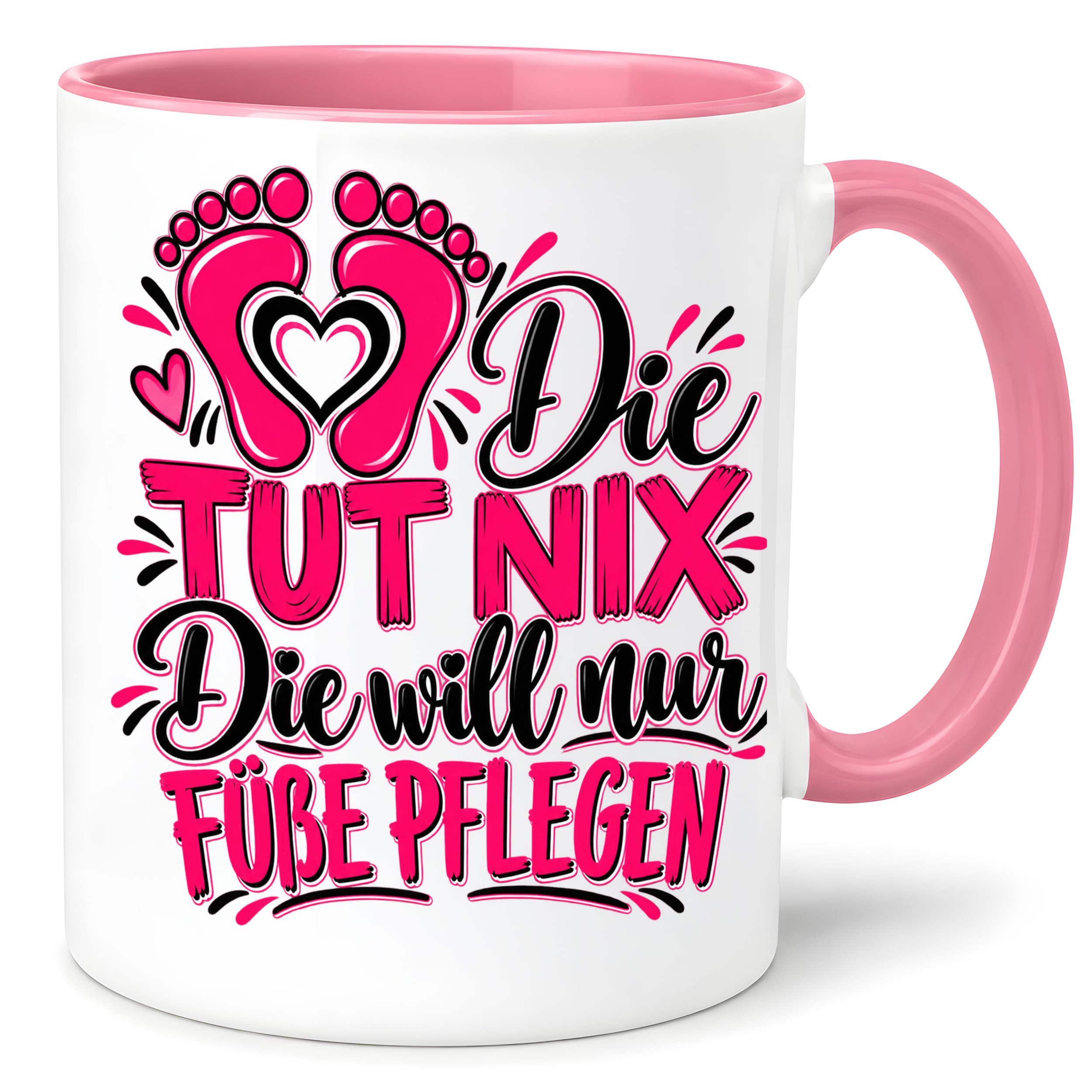Herzbotschaft Tasse Fußpflege Kaffeetasse für Podologin mit lustigem Spruch