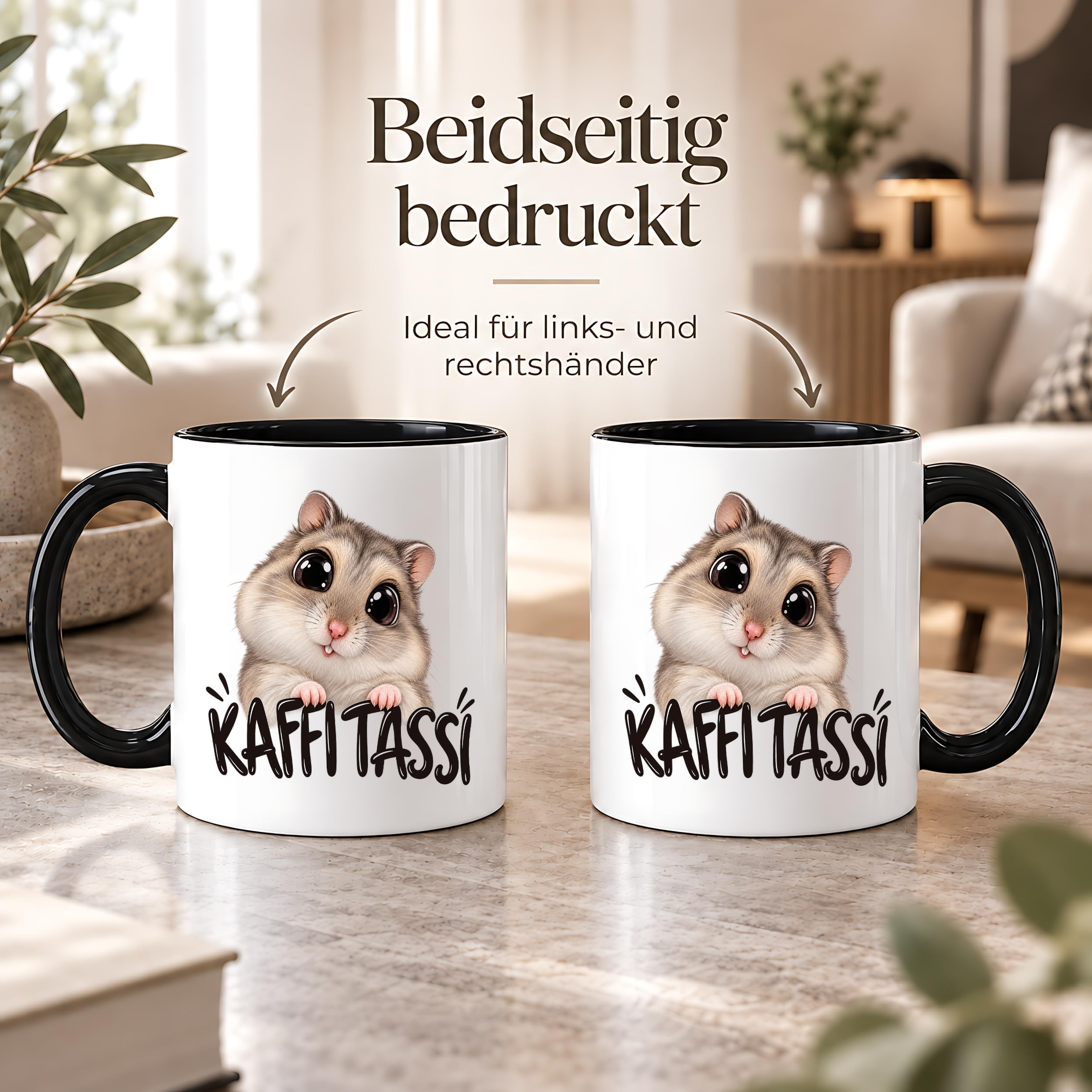 Herzbotschaft Kaffeetasse für Hamster Fans mit lustigem Spruch Kaffi Tassi