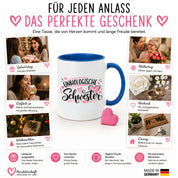 Herzbotschaft Tasse für beste Freundin Kaffeetasse Unbiologische Schwester