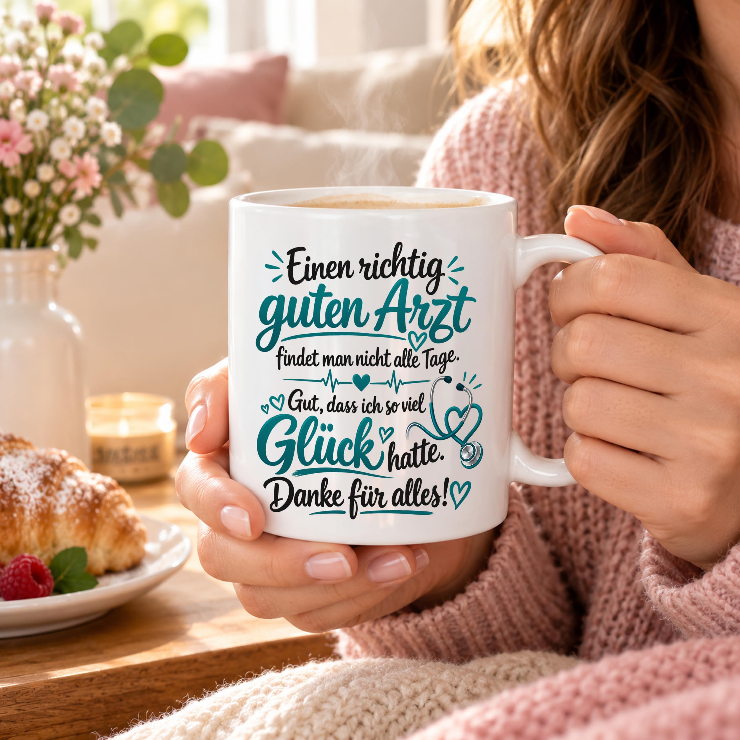 Herzbotschaft Tasse Kaffeetasse für Ärzte - Danke Geschenk für guten Arzt