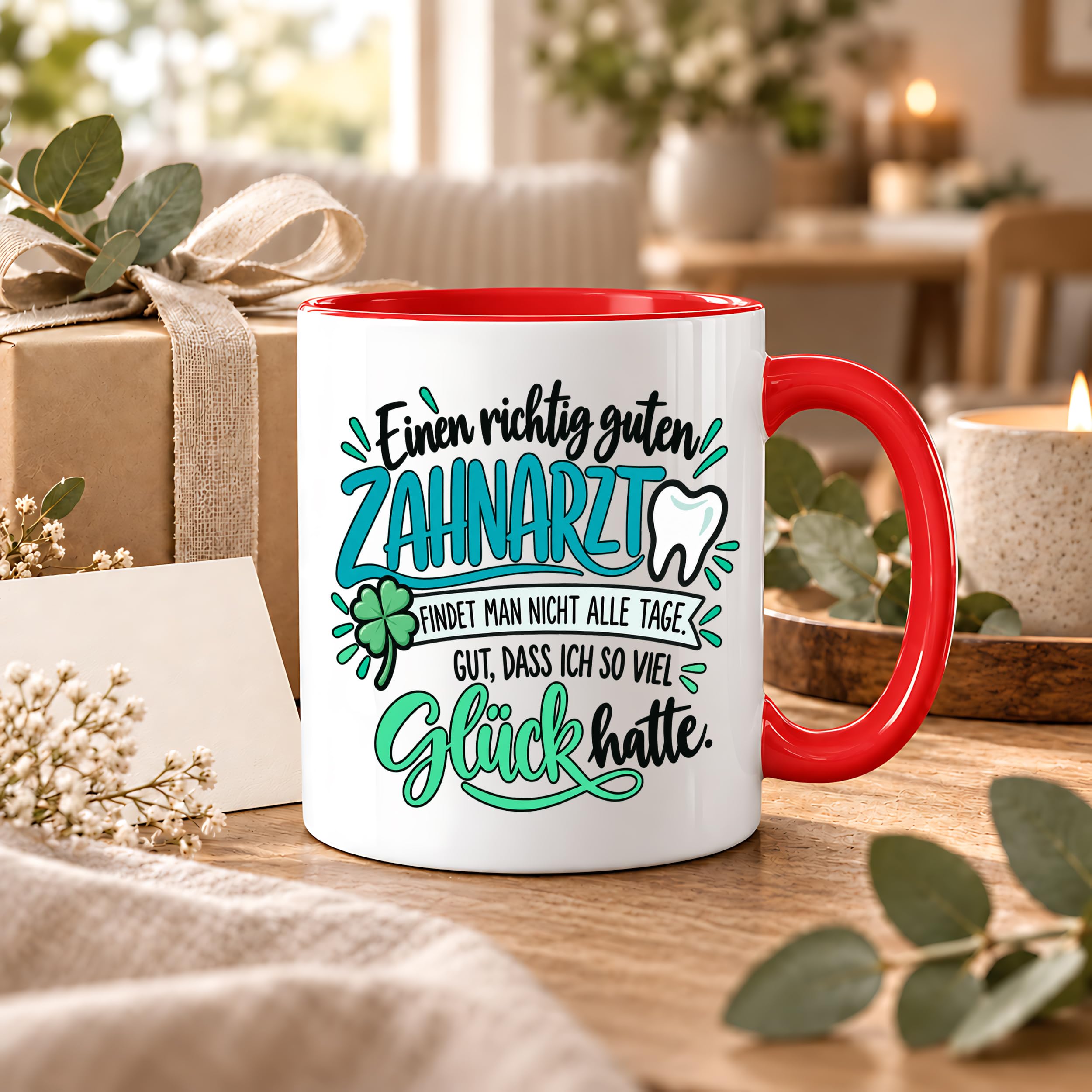 Herzbotschaft Zahnarzt Tasse - Danke Geschenk Kaffeetasse Zahnarztpraxis