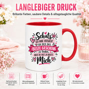 Herzbotschaft Tasse Schatz mit Spruch Das perfekte Geschenk Partner