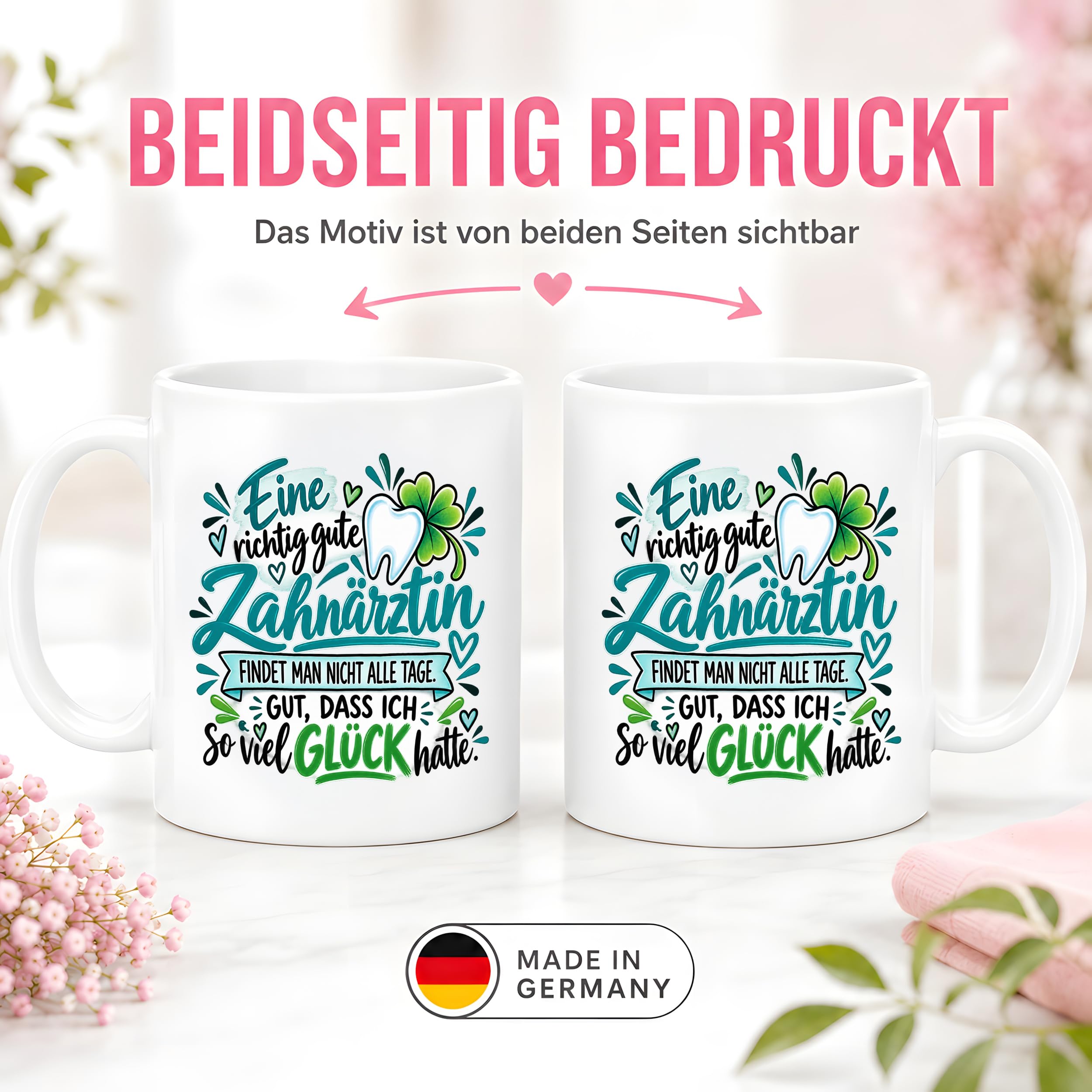 Herzbotschaft Zahnärztin Tasse Danke Kaffeetasse Geschenk in Zahnarztpraxis