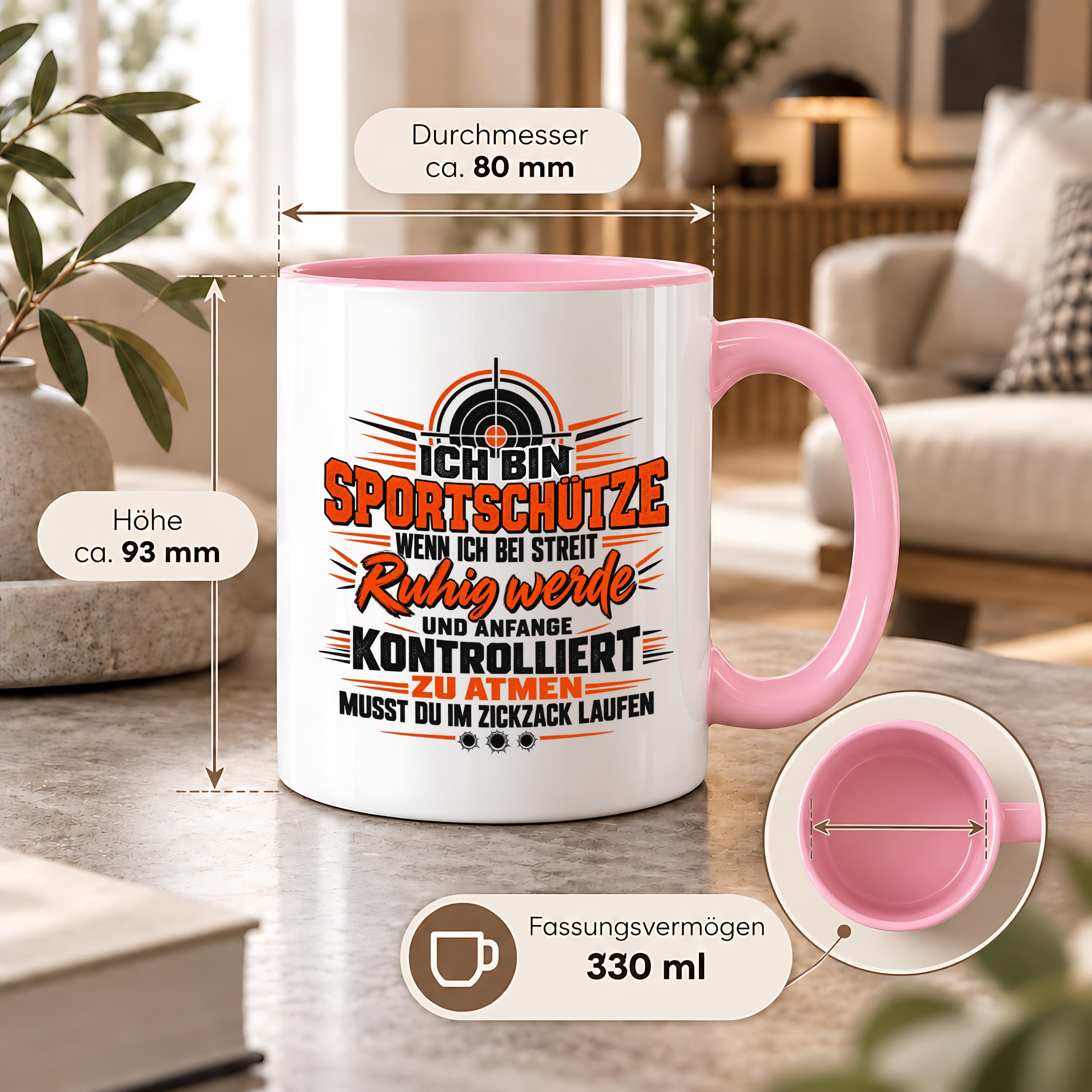 Herzbotschaft Tasse Sportschütze Geschenk Kaffeetasse Schützenverein