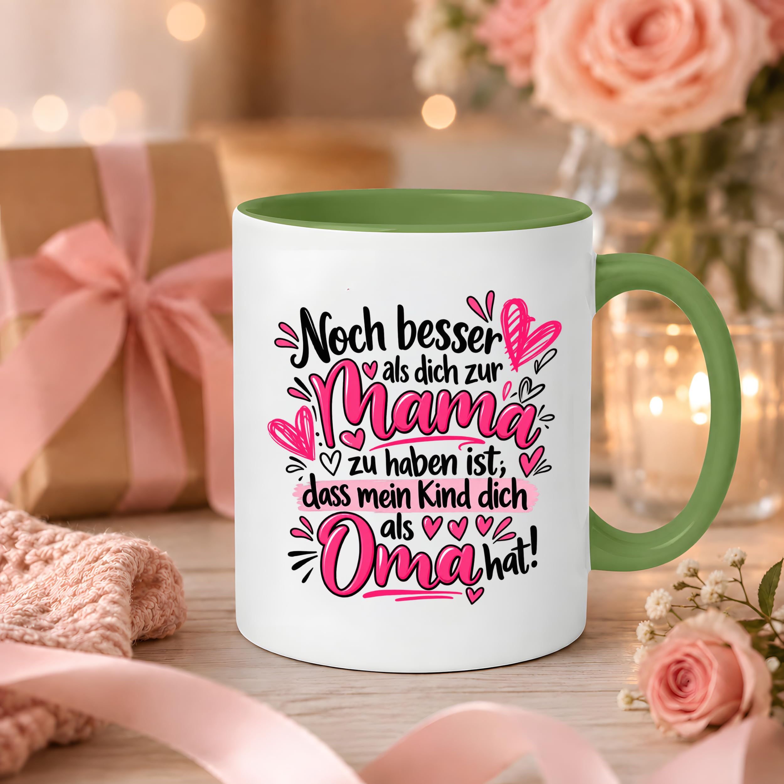 Herzbotschaft Tasse Geschenk Beste Oma der Welt Kaffeetasse