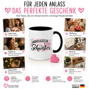 Herzbotschaft Tasse für beste Freundin Kaffeetasse Unbiologische Schwester