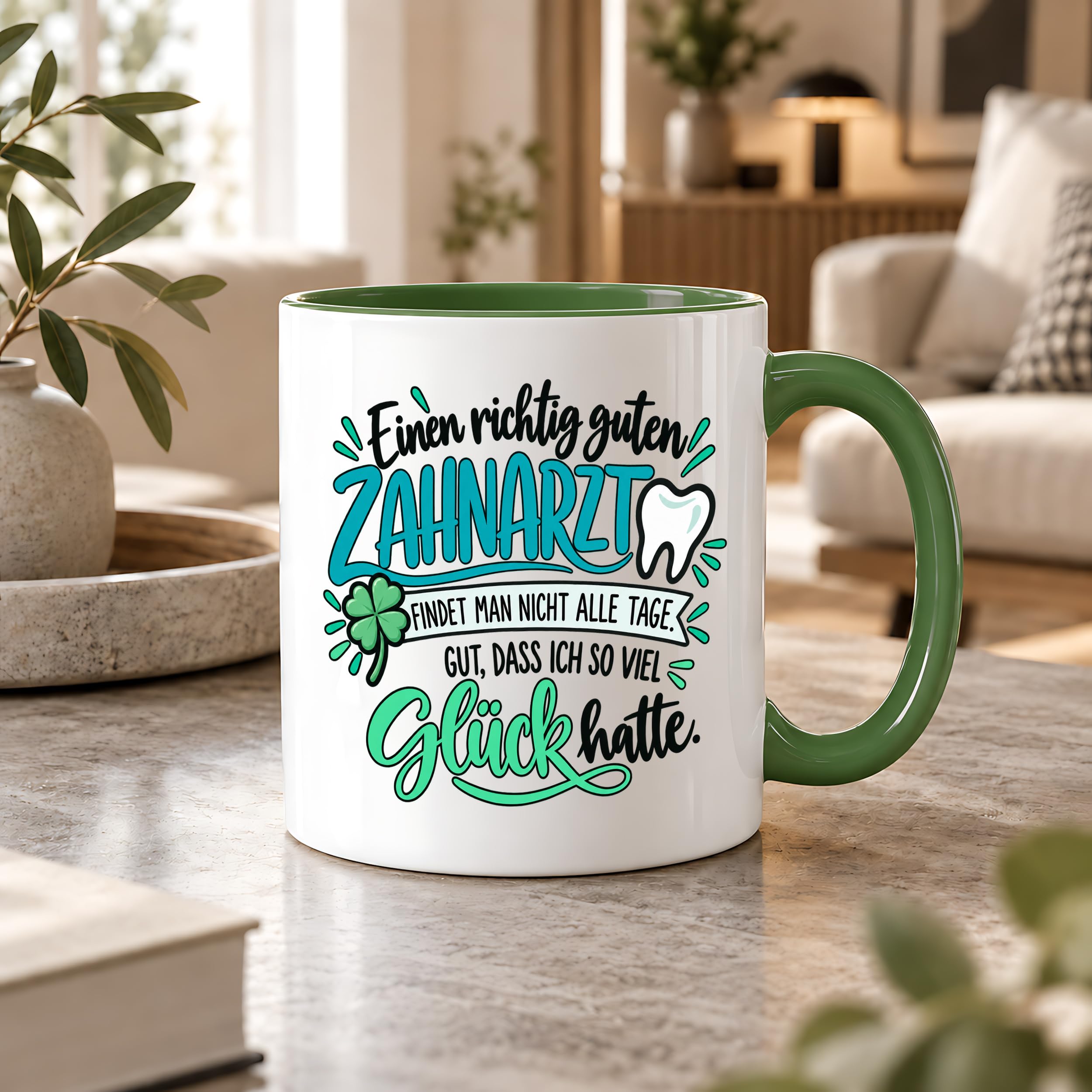 Herzbotschaft Zahnarzt Tasse - Danke Geschenk Kaffeetasse Zahnarztpraxis