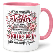 Herzbotschaft Tochter Tasse Geschenk von Mama Kaffeetasse hübsche Tochter