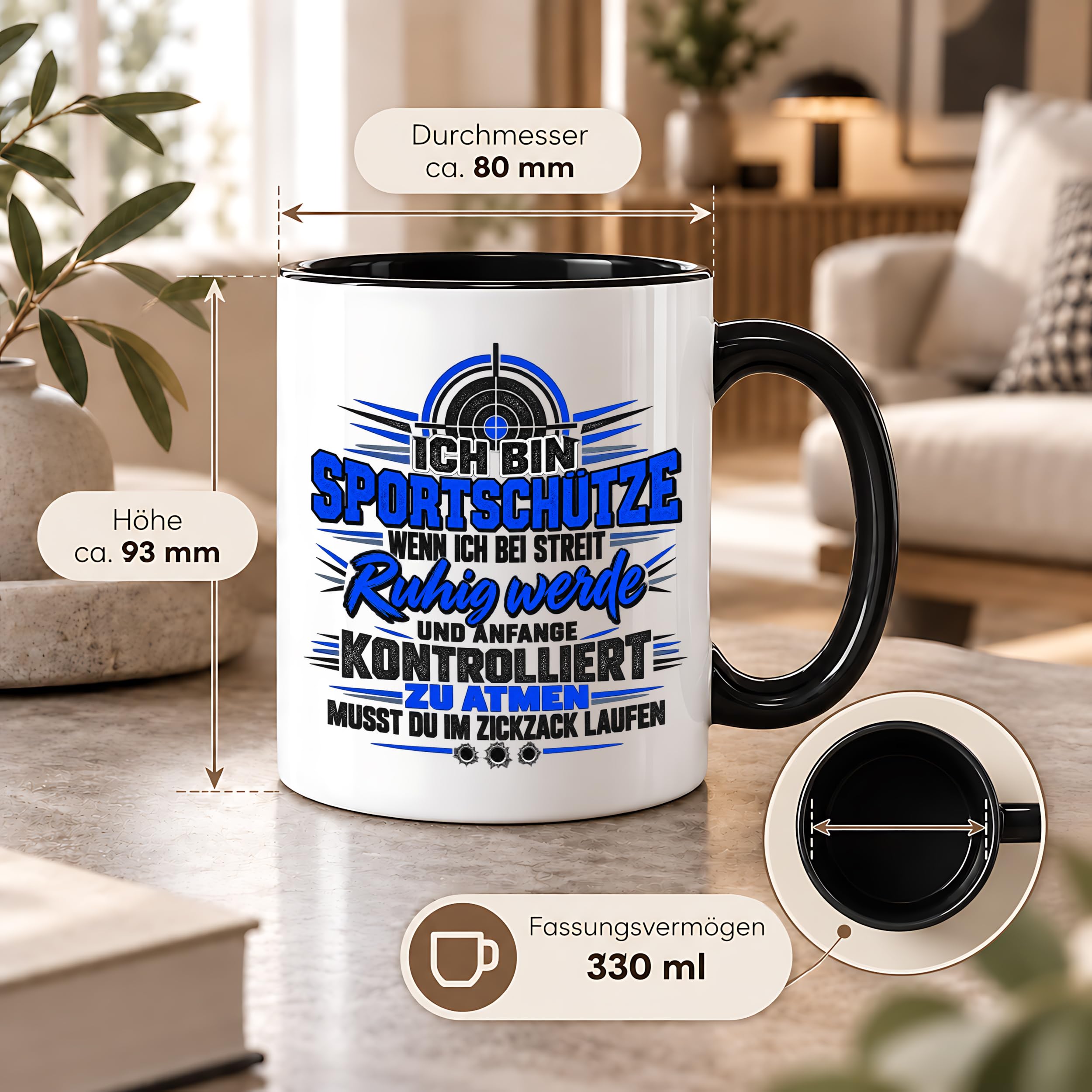 Herzbotschaft Sportschütze Tasse Geschenk für Schützenverein Kaffeetasse