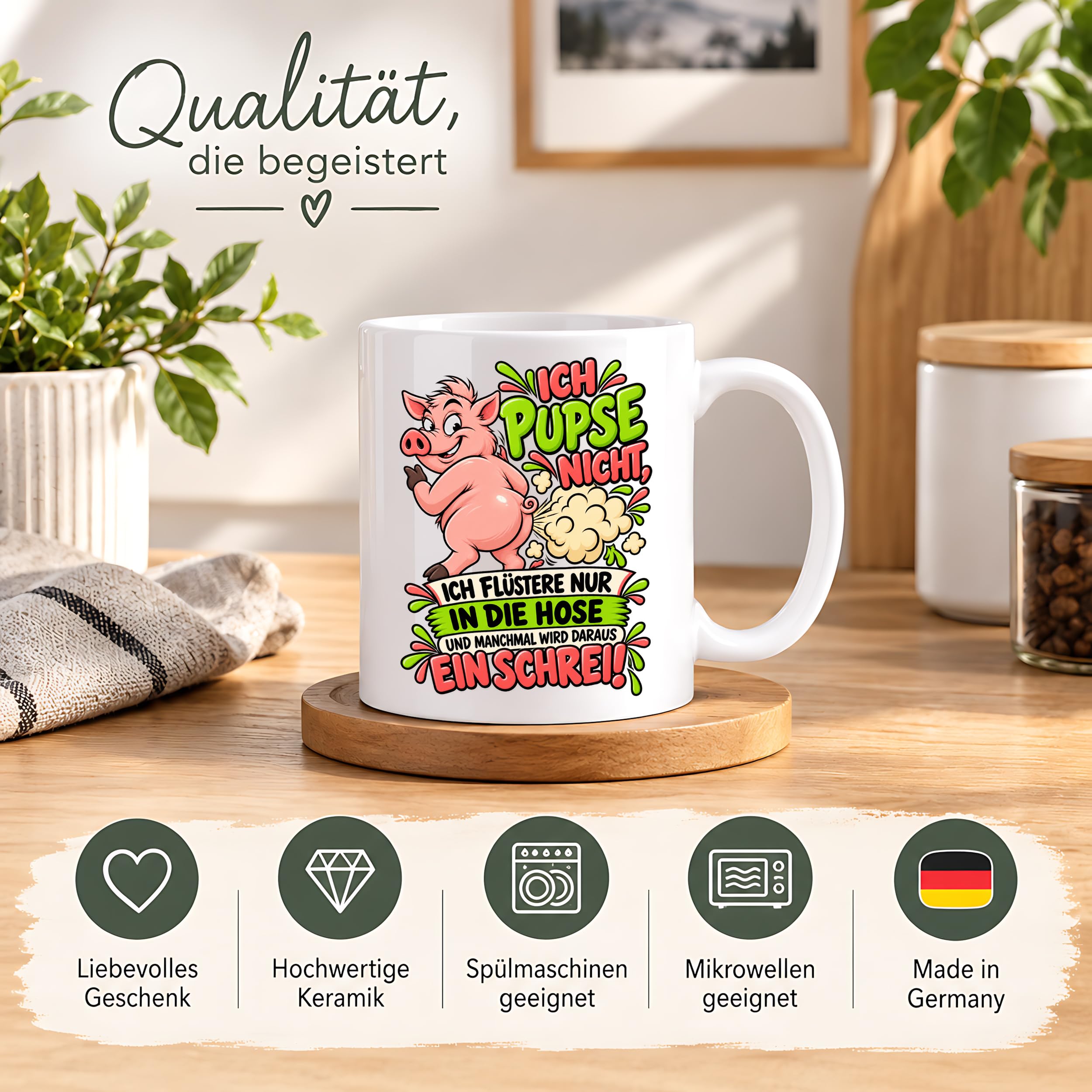 Herzbotschaft Tasse Ich pupse nicht Lustige Spruch Kaffeetasse Geschenk