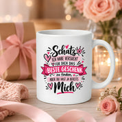 Herzbotschaft Tasse Schatz mit Spruch Das perfekte Geschenk Partner