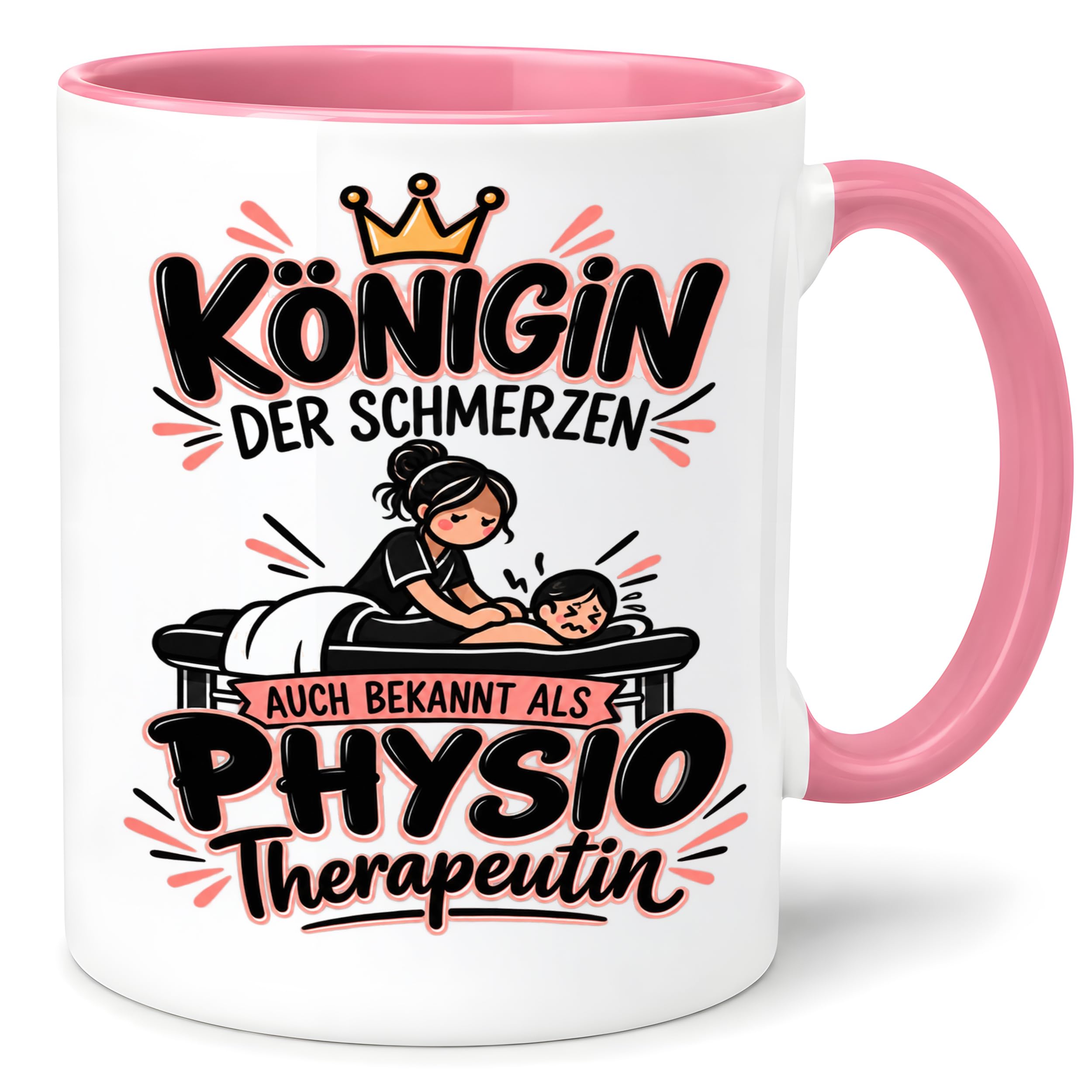 Herzbotschaft Tasse Physiotherapeutin Königin der Schmerzen Kaffeetasse